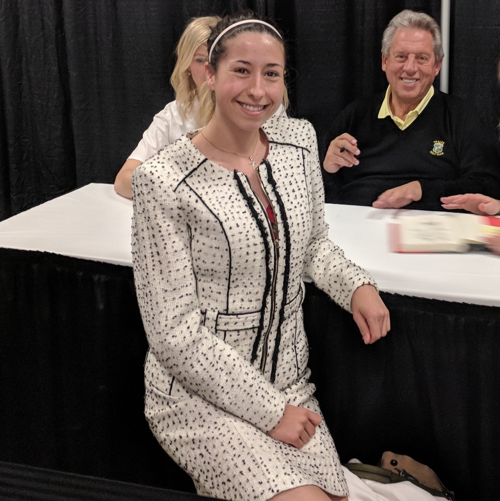 Cache White and Black Polka Dot Dress with Gold Chain